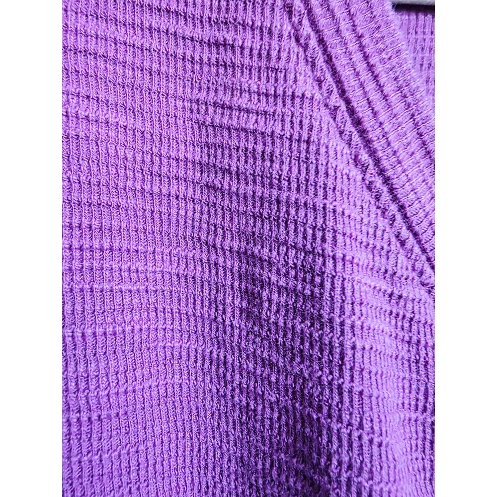 J Jill 2X Purple Textured Henley Shirt 3/4 Sleeve Women's Waffle Weave Cotton - Picture 8 of 8